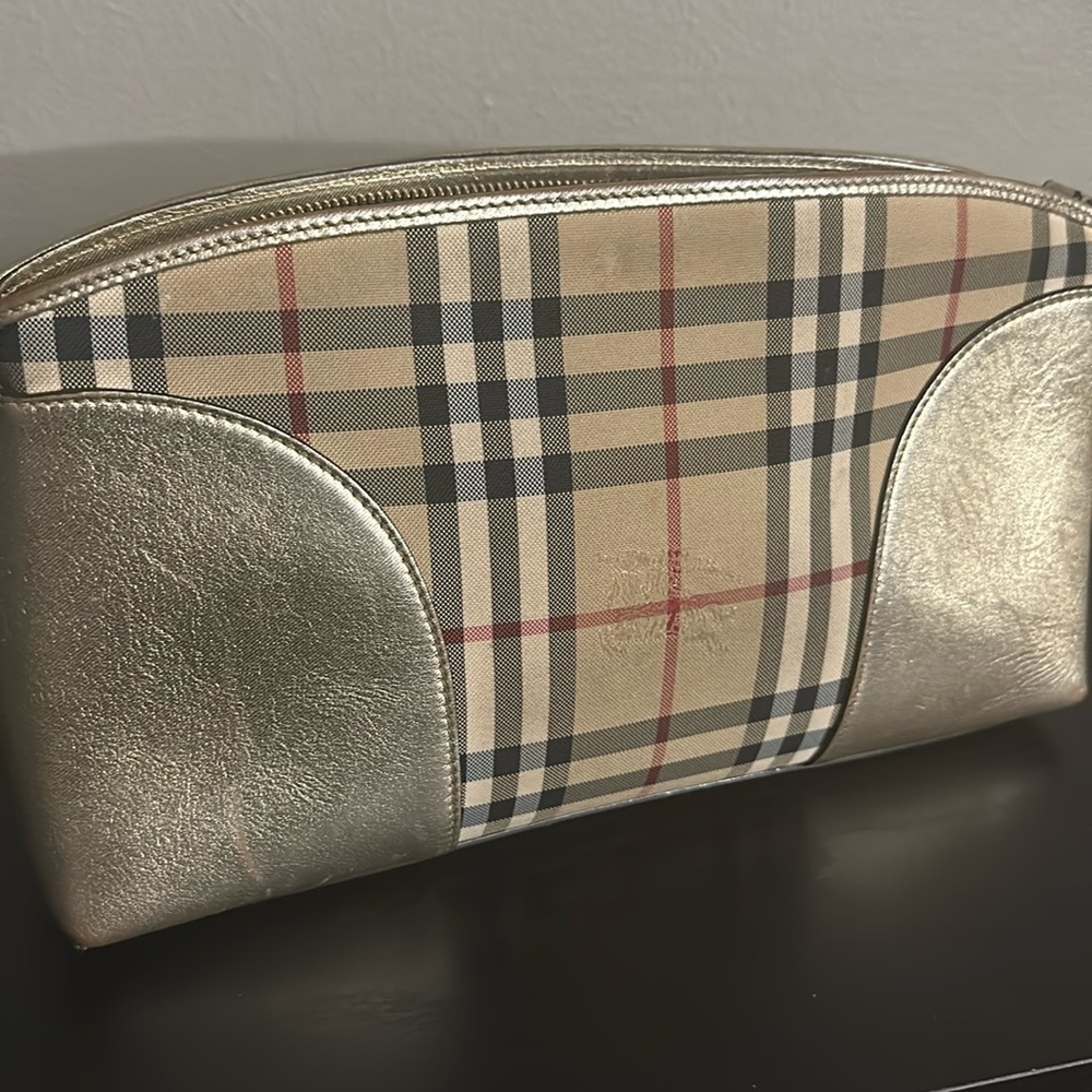Burberry Leather-Trimmed Haymarket Crossbody Bag